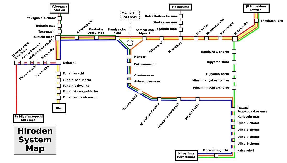 नक्शे के हिरोशिमा ट्रेन
